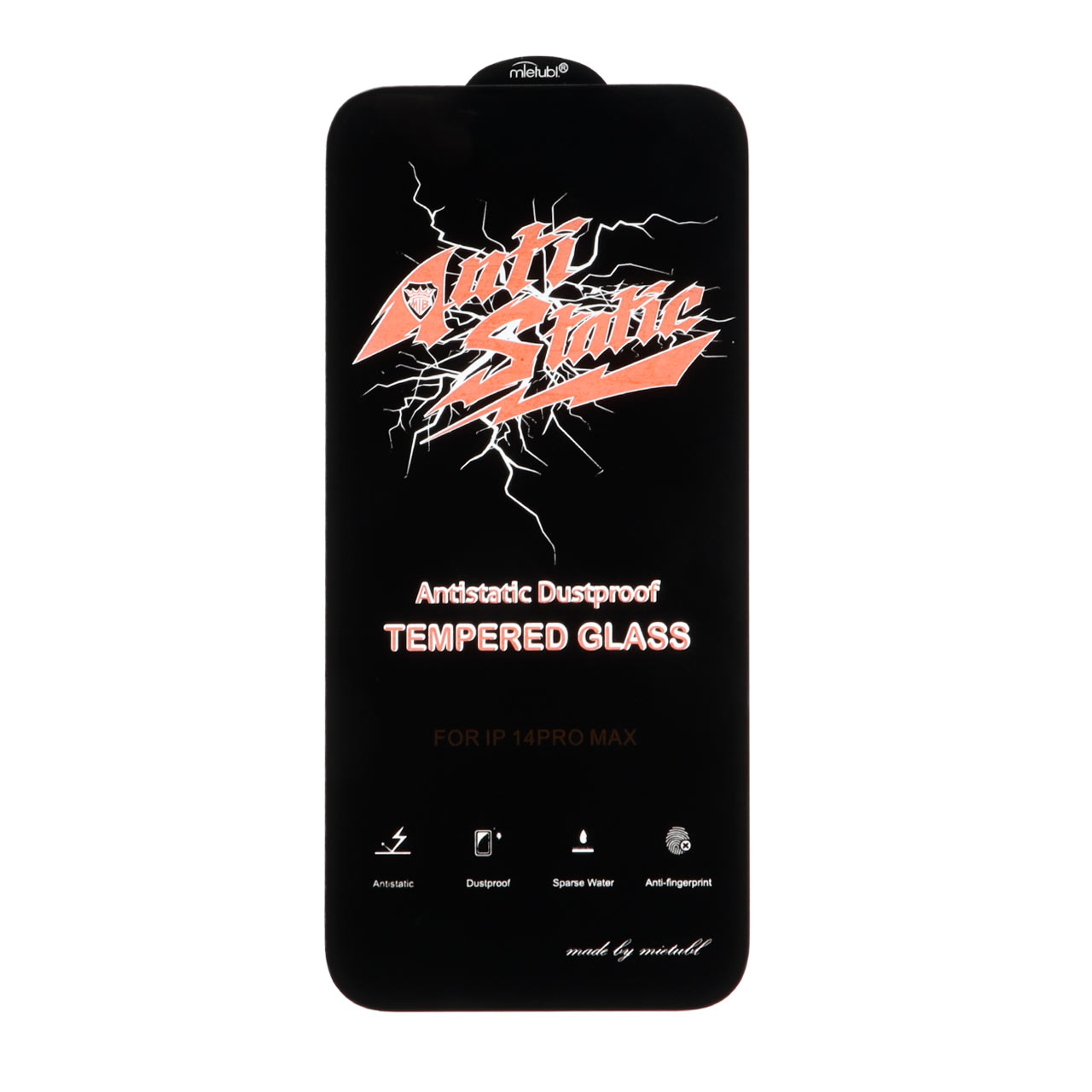 محافظ صفحه نمایش شیشه ای Full Cover Anti Static Mietubl مدل Apple iPhone 14 Pro Max - مشکی (بدون پک)